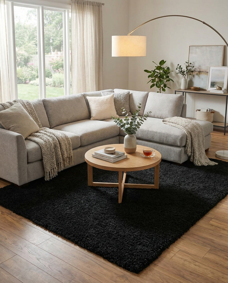 Plush Oasis Collection Area Rug - Serenity (Jet Black) Rectangle Jet Black  lifestyle 5