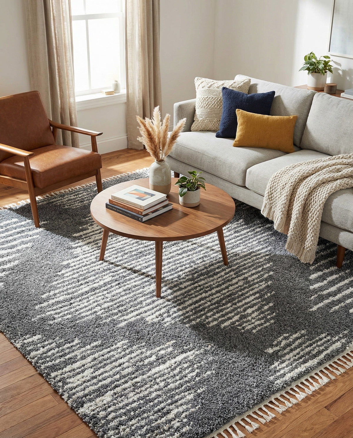 Tranquil Tides Shag Collection Area Rug -  Azure Square Gray  lifestyle 109