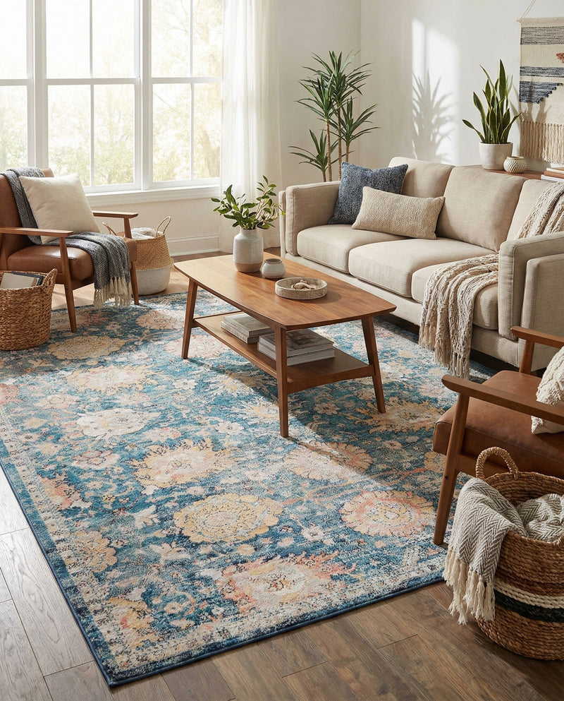 Seville Stripes Collection Area Rug -  Cordoba (Blue) Rectangle Blue  lifestyle 16