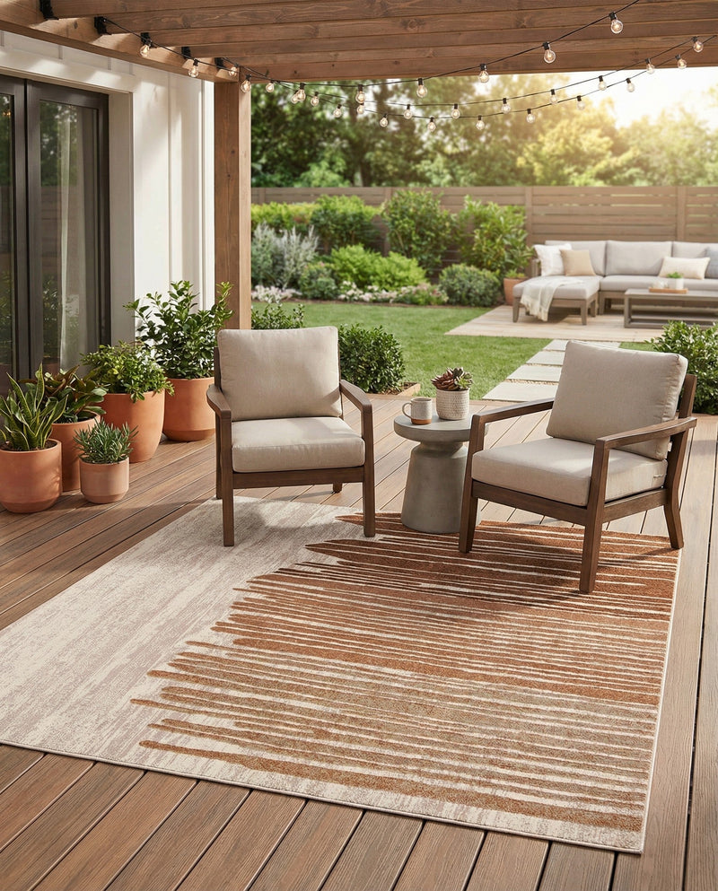 Urban Terrace Collection Area Rug -  Balcony Square Beige Brown  lifestyle 55