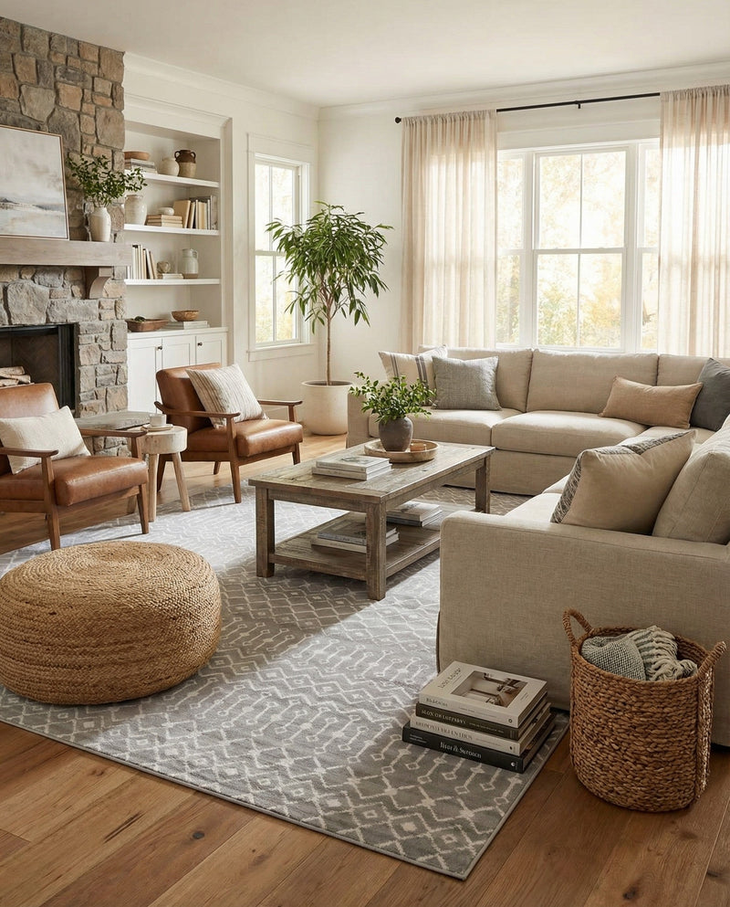 Marrakech Lattice Collection Area Rug - Medina (Light Gray) Rectangle Light Gray  lifestyle 3