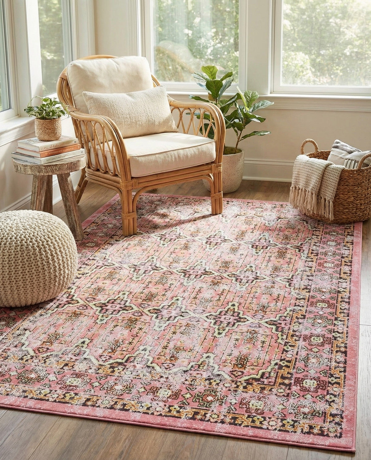 Geneva Terrace Collection Area Rug -  Nyon Rectangle Pink  lifestyle 23