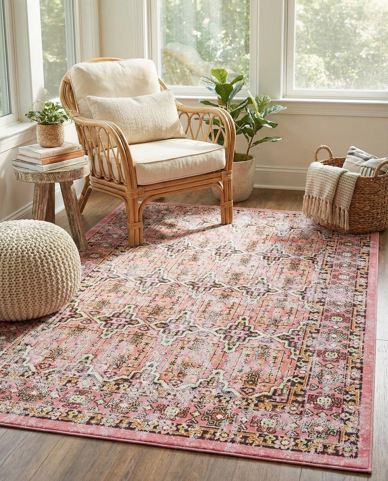 Geneva Terrace Collection Area Rug -  Nyon Rectangle Pink  lifestyle 23