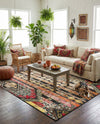 Outdoor Marrakesh Collection Area Rug -  Agadir Rectangle Multi Black  lifestyle 40
