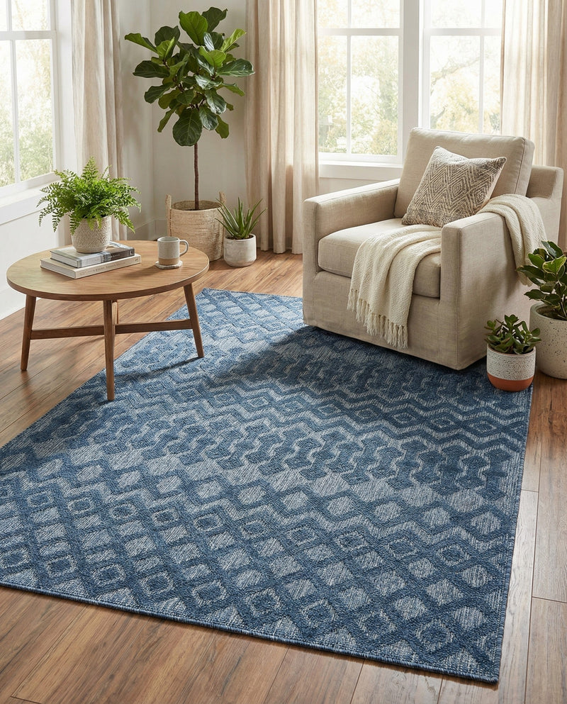 Garden Lattice Charm Collection Area Rug -  Pergola (Navy Blue) Rectangle Navy Blue  lifestyle 6