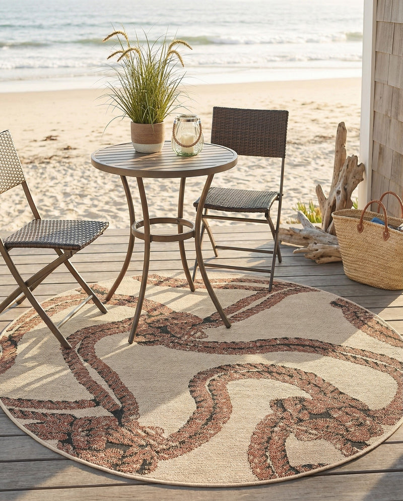 Seaside Haven Rugs Collection Area Rug -  Dunes Round Beige  lifestyle 54