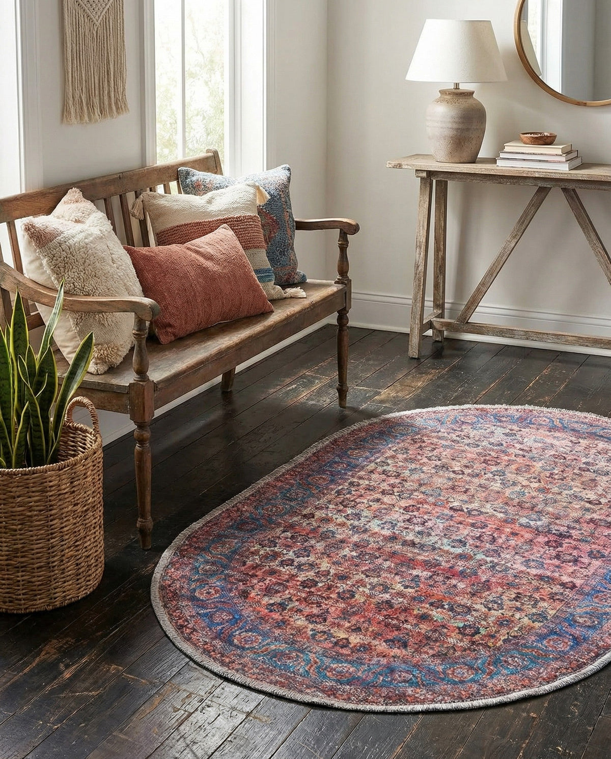 Zahara Oasis Collection Area Rug -  Meknes Oval Antique Pink  lifestyle 95