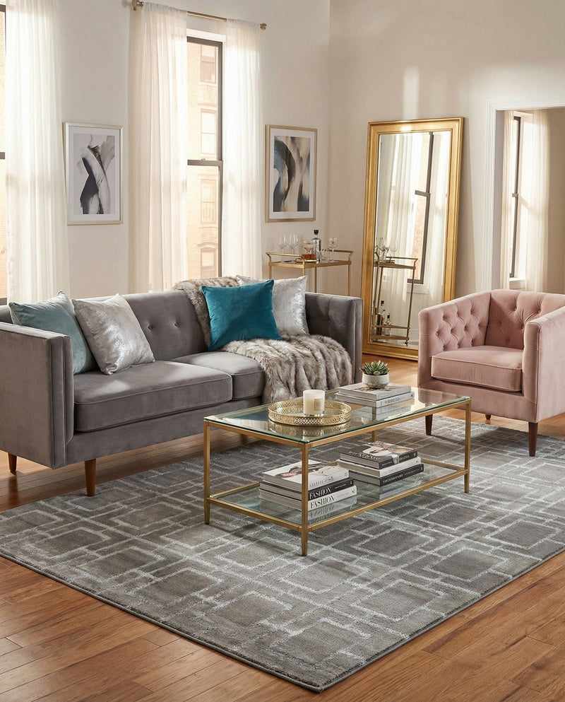 Hollywood Luxe Collection Area Rug -  Beverly (Gray Silver) Rectangle Gray Silver  lifestyle 14