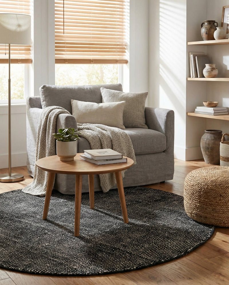 Berkshire Estate Collection Area Rug - Windsor (Blackberry) Round Blackberry  lifestyle 35