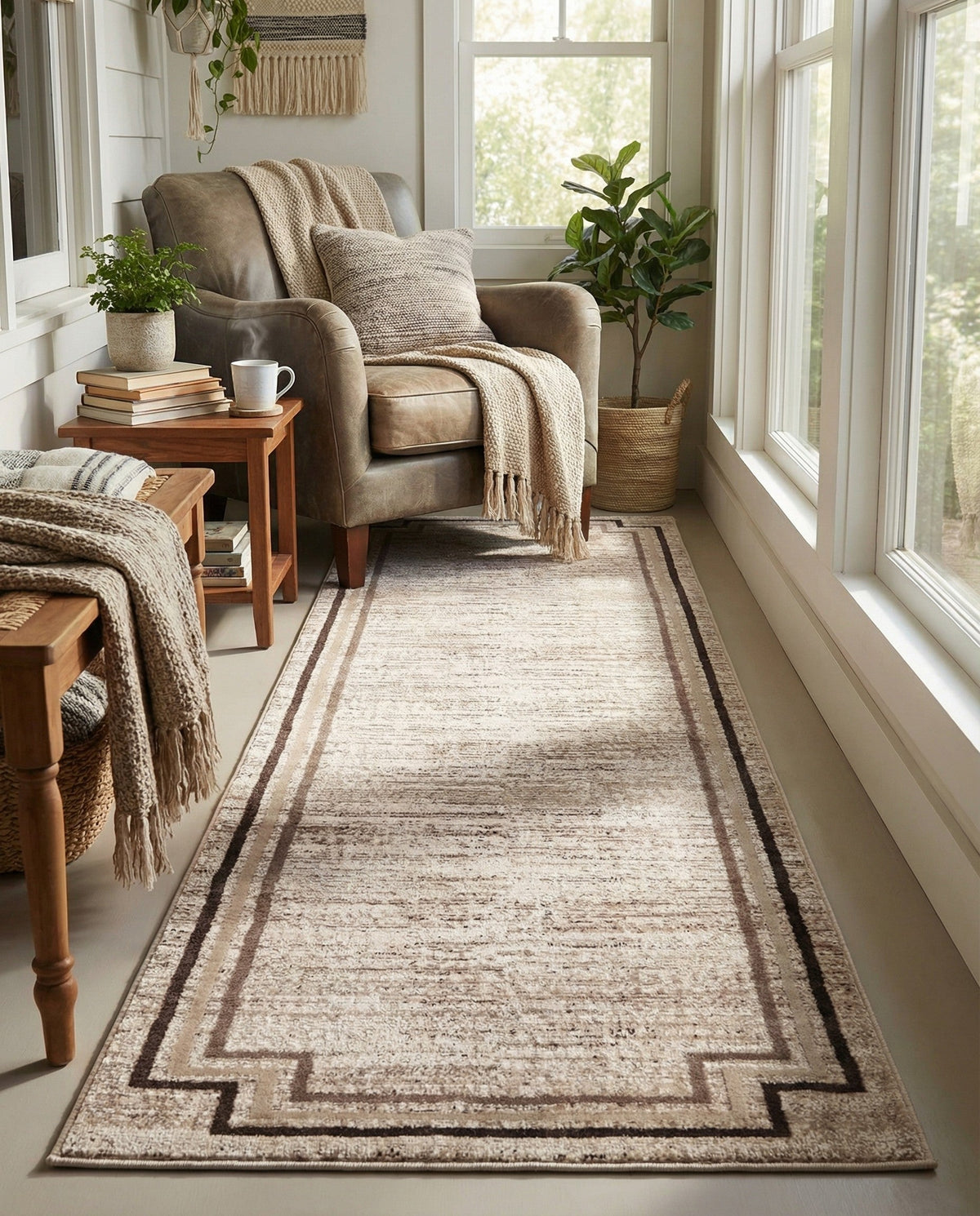 Serenity Sands Collection Area Rug -  Hushhaven Runner Brown  lifestyle 97
