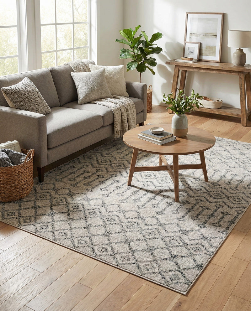 Geo Garden Lattice Collection Area Rug -  Andalusia Rectangle Ivory  lifestyle 32