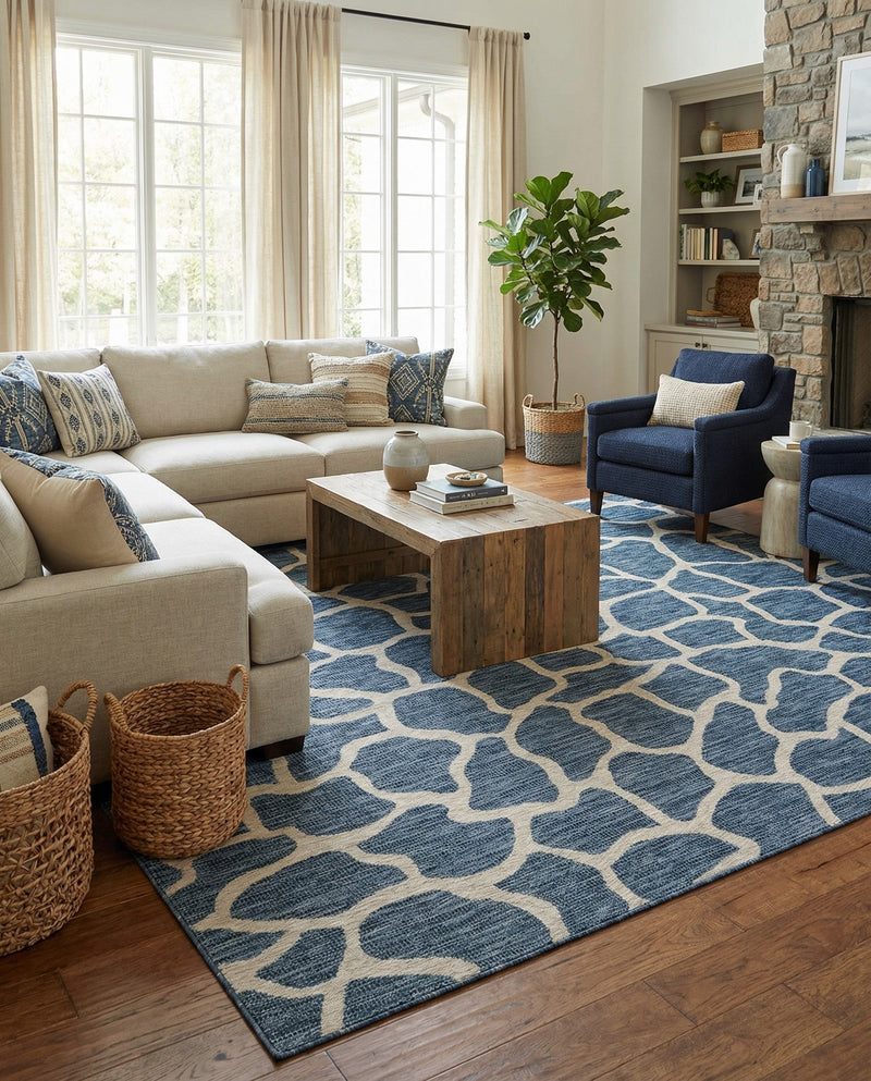 Savannah Escape Collection Area Rug -  Rainforest Rectangle Blue  lifestyle 9