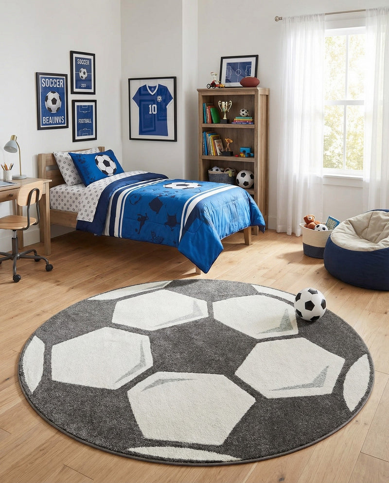 Wonder Tykes Collection Area Rug -  Mirth Round Black and White  lifestyle 21