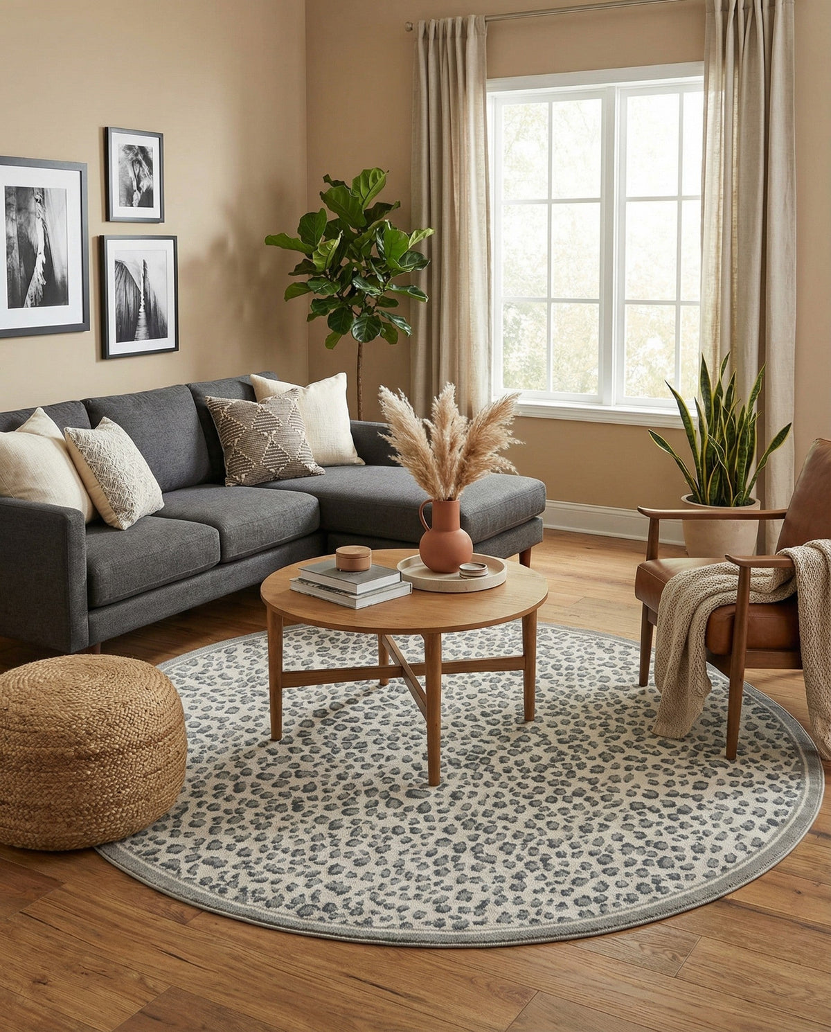 Savannah Sojourn Collection Area Rug - Serengeti Round Gray  lifestyle 163