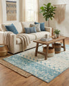 Mediterranean Lattice Collection Area Rug -  Casablanca (Ivory Blue) Rectangle Ivory Blue  lifestyle 3