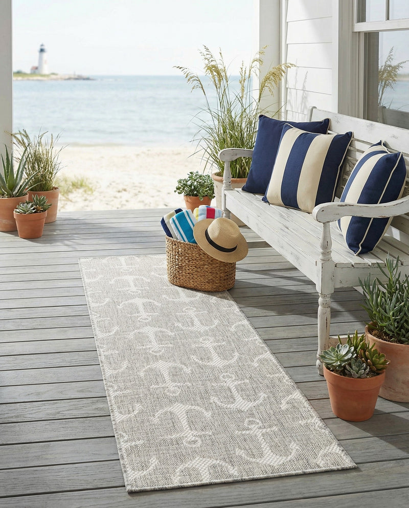 Seaside Haven Rugs Collection Area Rug - Sapphire (Gray) Runner Gray  lifestyle 64