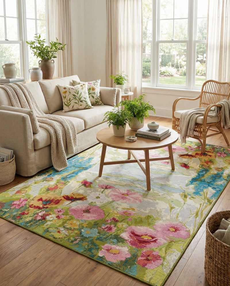 Seaside Blooms Collection Area Rug -  Amalfi Rectangle Multi  lifestyle 6