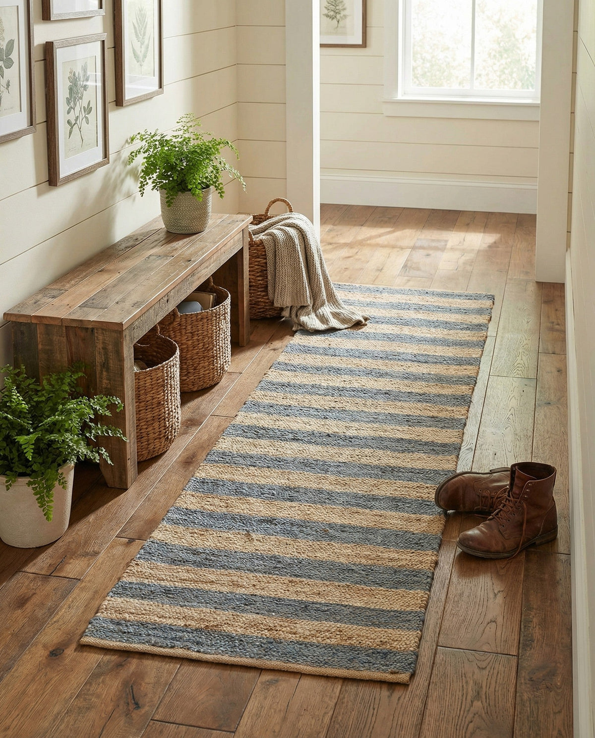 Woven Seaside Jute Collection Area Rug - Nantucket Runner Gray Ivory  lifestyle 143