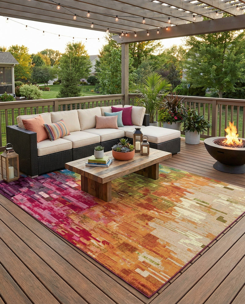 Urban Terrace Collection Area Rug -  Lawn Rectangle Multi  lifestyle 33