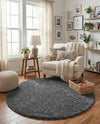 Cozy Comfort Shag Collection Area Rug - Haven (Pebble Gray) Round Pebble Gray  lifestyle 30