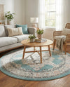 Beverly Grove Collection Area Rug -  Fairfax (Aqua) Round Aqua  lifestyle 65
