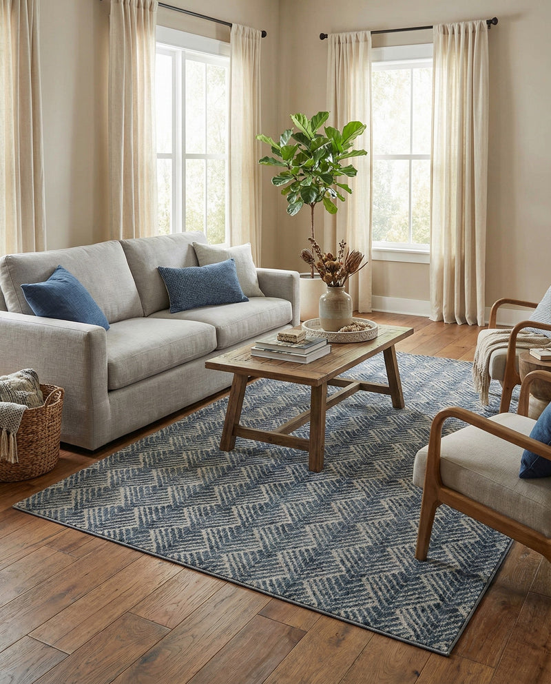Geo Garden Lattice Collection Area Rug -  Casablanca Rectangle Harbor Blue  lifestyle 32