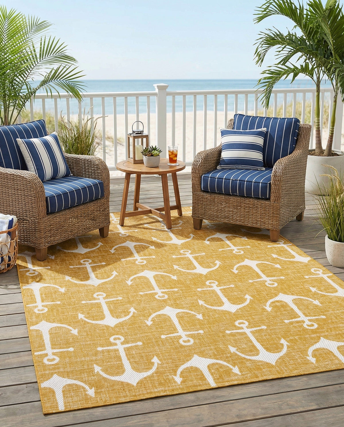 Seaside Haven Rugs Collection Area Rug - Sapphire (Yellow) Rectangle Yellow  lifestyle 9
