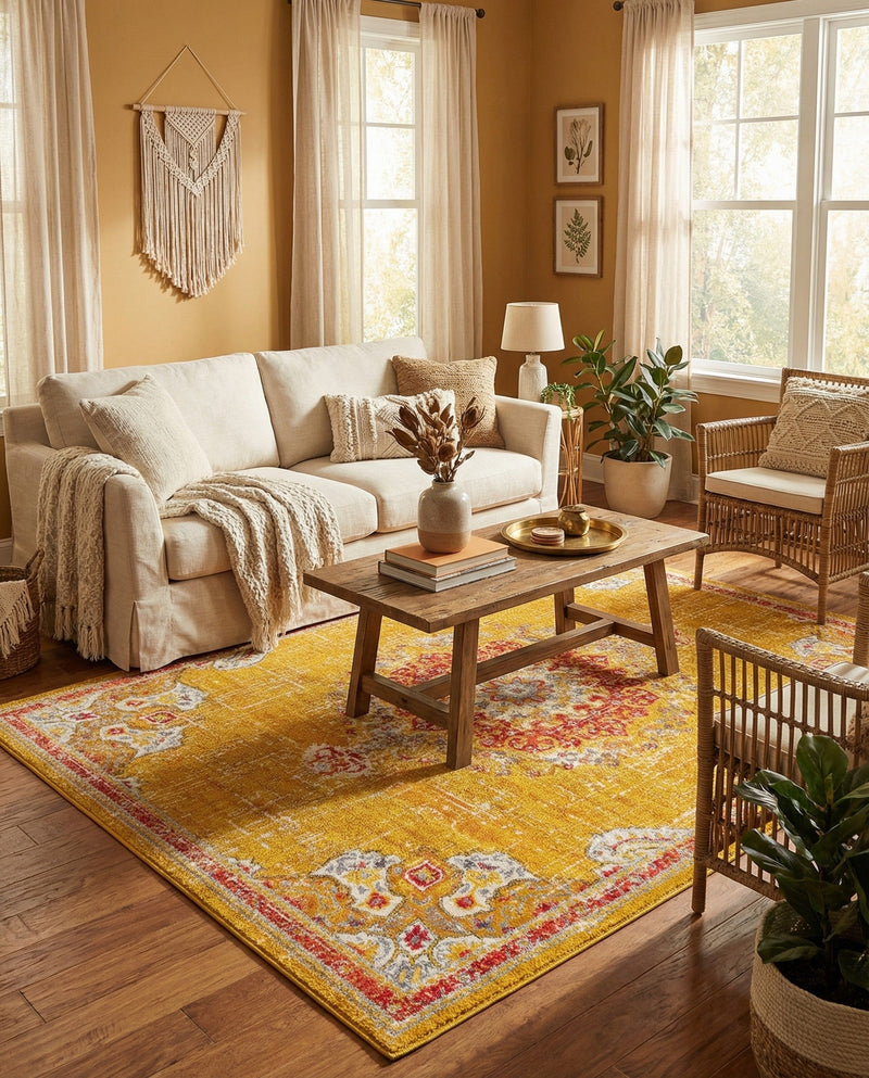 Brighton Terrace Collection Area Rug - Hove (Gold) Rectangle Gold  lifestyle 4