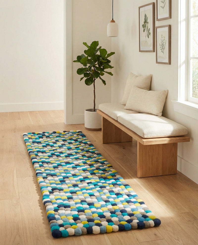 Woolen Sphere Collection Area Rug - Orbsburg (Blue) Runner Blue  lifestyle 24
