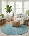 Garden Lattice Charm Collection Area Rug - Arbor (Aqua) Round Aqua  lifestyle 42