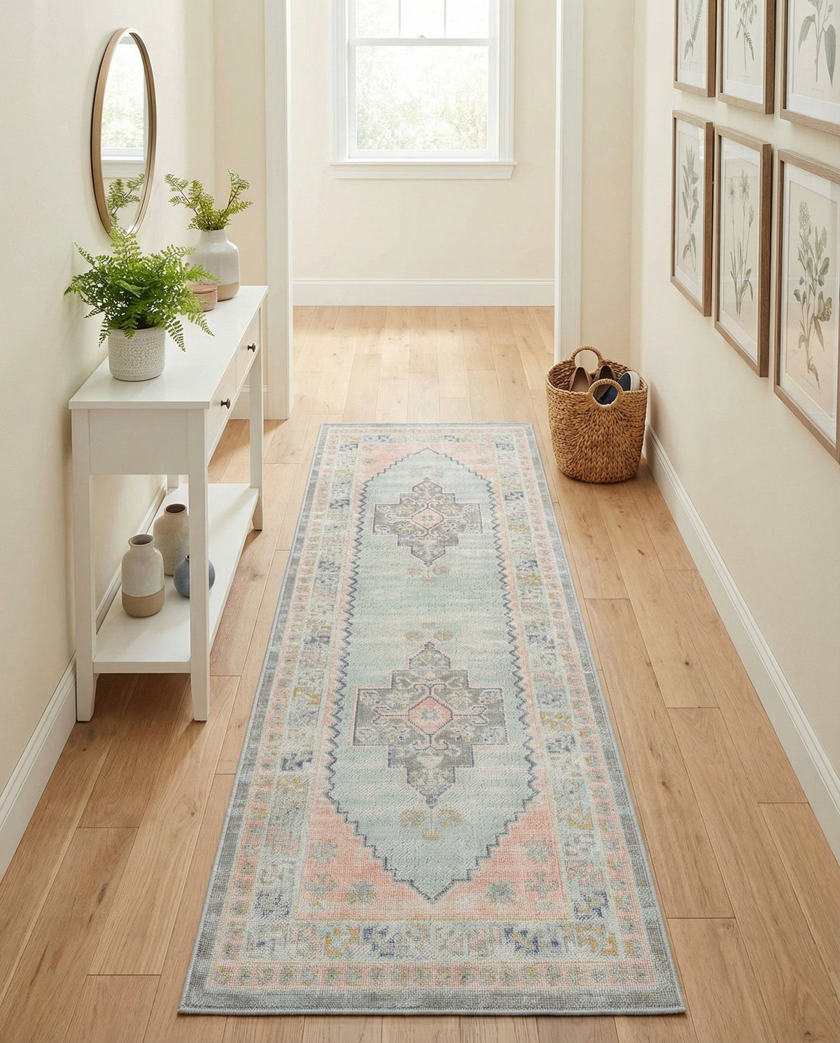 Savannah Series Collection Area Rug -  Augusta (Pink) Runner Pink  lifestyle 86