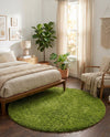 Plush Oasis Collection Area Rug - Serenity (Grass Green) Round Grass Green  lifestyle 34