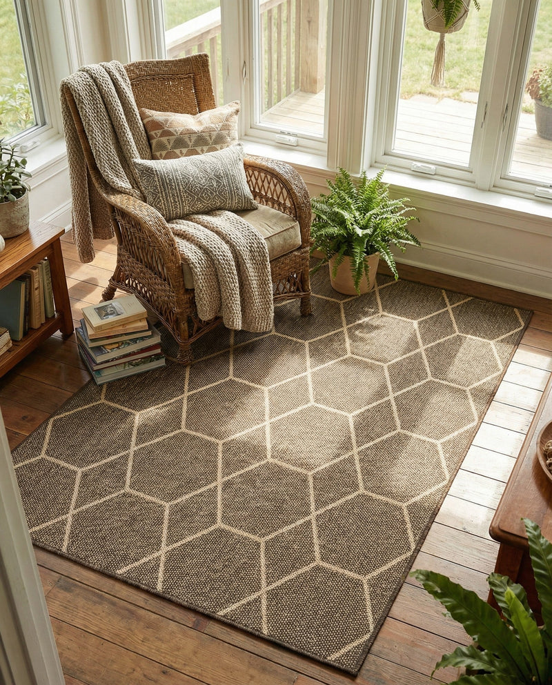 Sahara Sands Collection Area Rug -  Faiyum Rectangle Brown  lifestyle 9