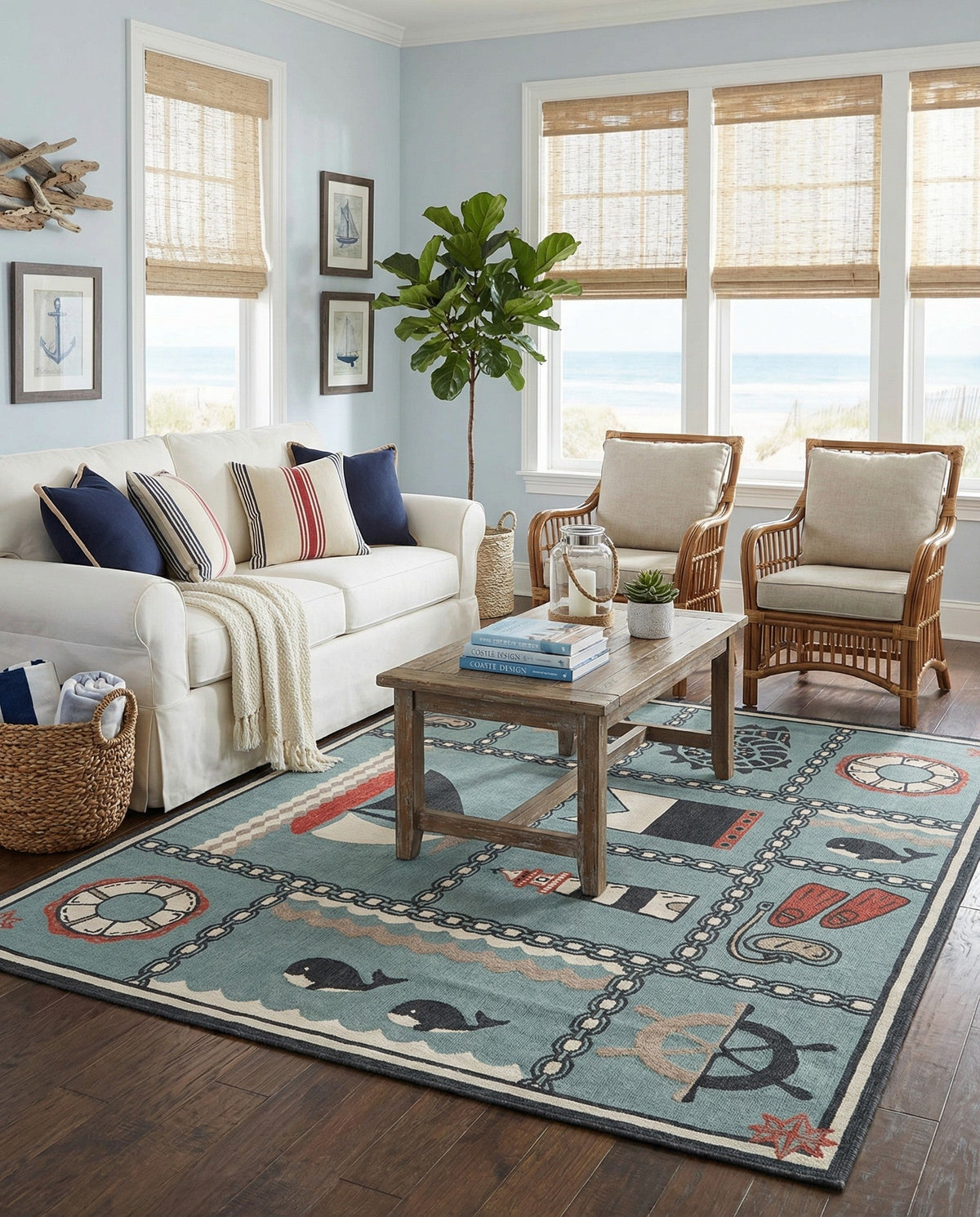 Seaside Haven Rugs Collection Area Rug -  Anchorage Rectangle Blue  lifestyle 17