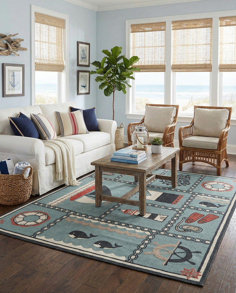 Seaside Haven Rugs Collection Area Rug -  Anchorage Rectangle Blue  lifestyle 17