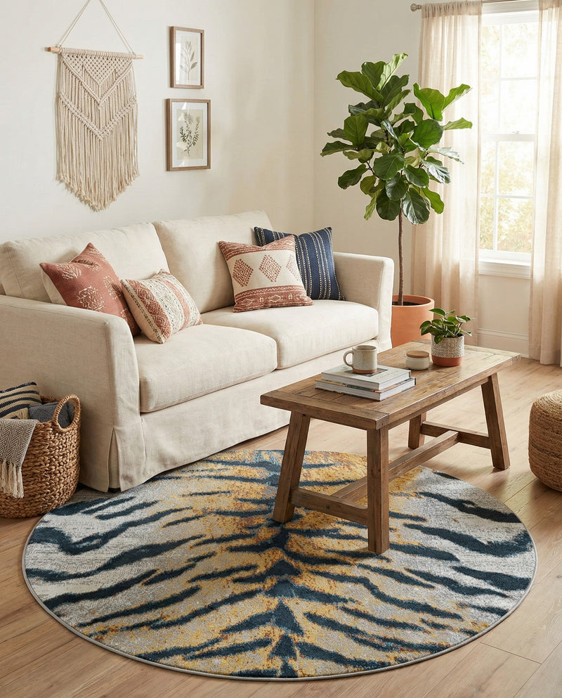 Aegean Elegance Washables Collection Area Rug -  Milos Round Light Brown  lifestyle 57