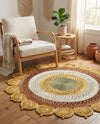 Woven Seaside Jute Collection Area Rug - Coastalhaven (Sunflower Yellow) Round Sunflower Yellow  lifestyle 7