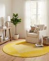 Seychelles Stripes Collection Area Rug - Mahe (Yellow) Round Yellow  lifestyle 20