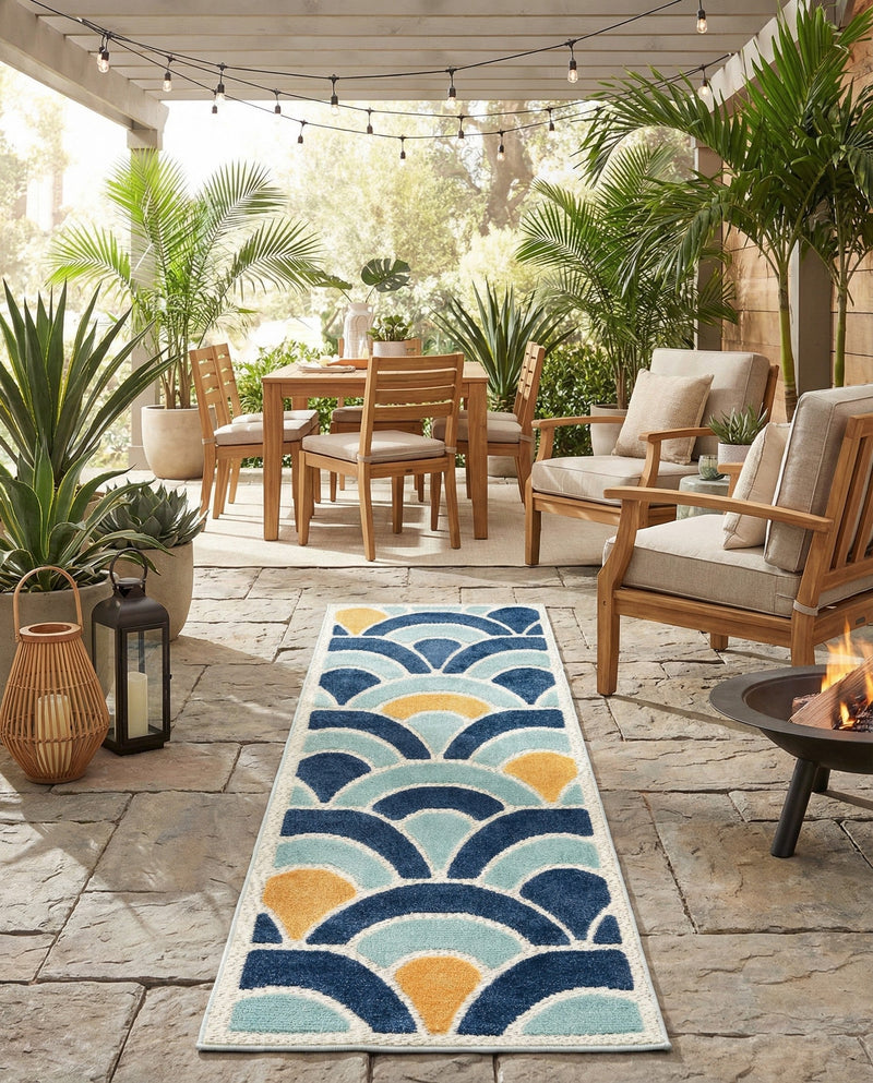 Caribbean Terrace Collection Area Rug -  Barbados Runner Blue  lifestyle 43