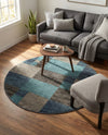 Autumn Meadow Collection Area Rug -  Sycamoreside (Blue Gray) Round Blue Gray  lifestyle 41