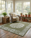 Patio Heritage Collection Area Rug - Savannah (Green) Square Green  lifestyle 72