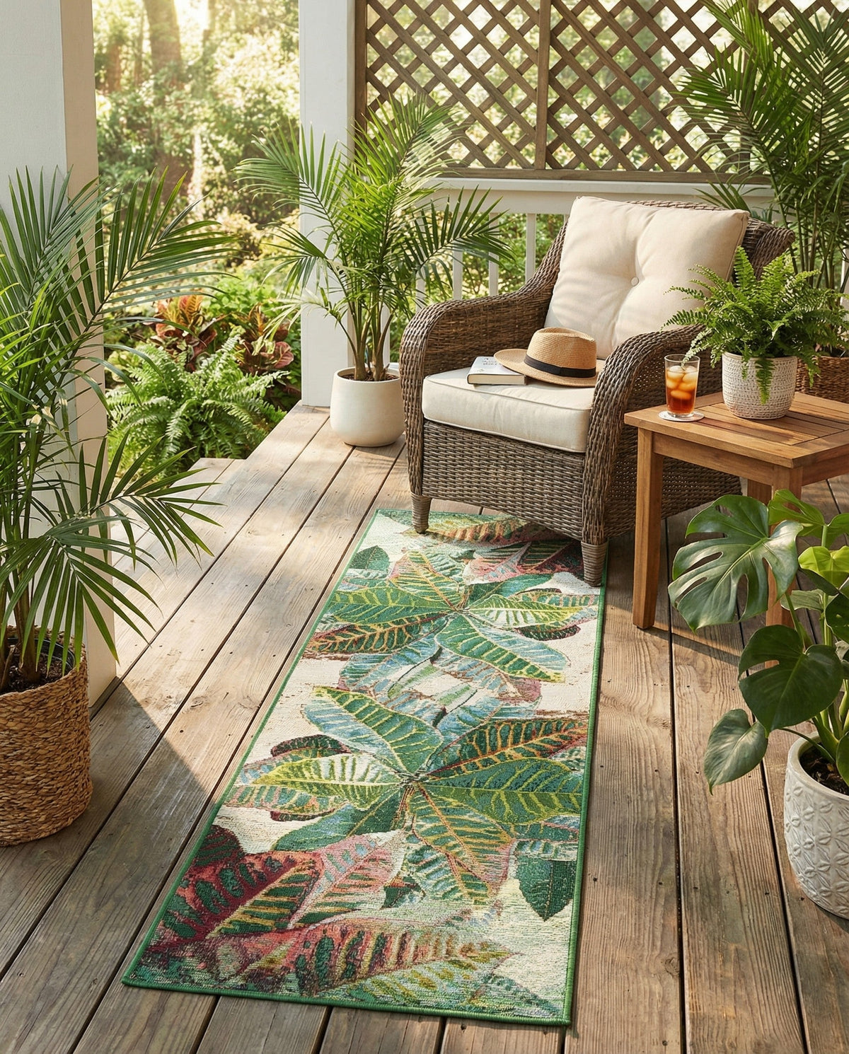 Seaside Blooms Collection Area Rug -  Fern Runner Multi  lifestyle 123