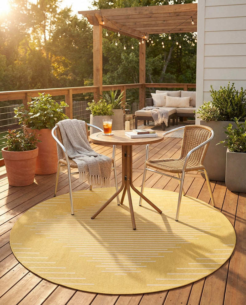 Urban Terrace Collection Area Rug -  Chelsea (Yellow) Round Yellow  lifestyle 24
