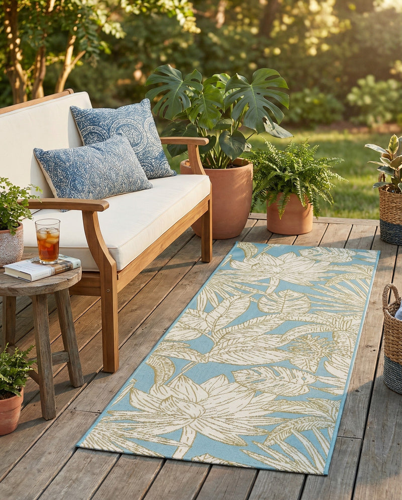 Seaside Blooms Collection Area Rug -  Shalimar Runner Soft Blue  lifestyle 73