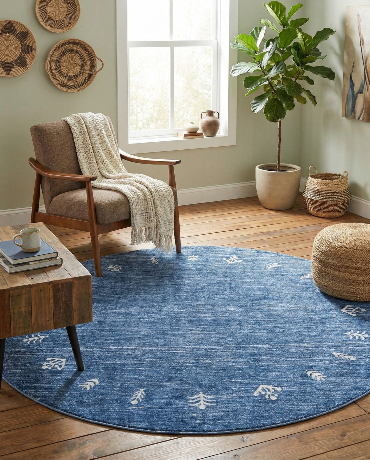 Zagros Shades Collection Area Rug -  Yasuj Round Navy Blue  lifestyle 103