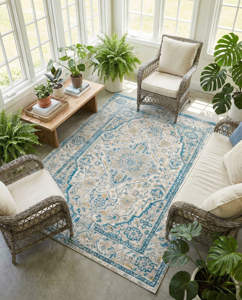 Seville Stripes Collection Area Rug - Cadiz (Light Gray) Rectangle Light Gray  lifestyle 16
