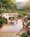 Seaside Stripes Collection Area Rug -  Coral Rectangle Pink and Lavender  lifestyle 45