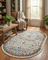 Seville Stripes Collection Area Rug -  Malaga (Ivory) Oval Ivory  lifestyle 41