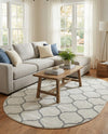 Trellis Mosaic Collection Area Rug -  Pergolatown (Ivory) Oval Ivory  lifestyle 53