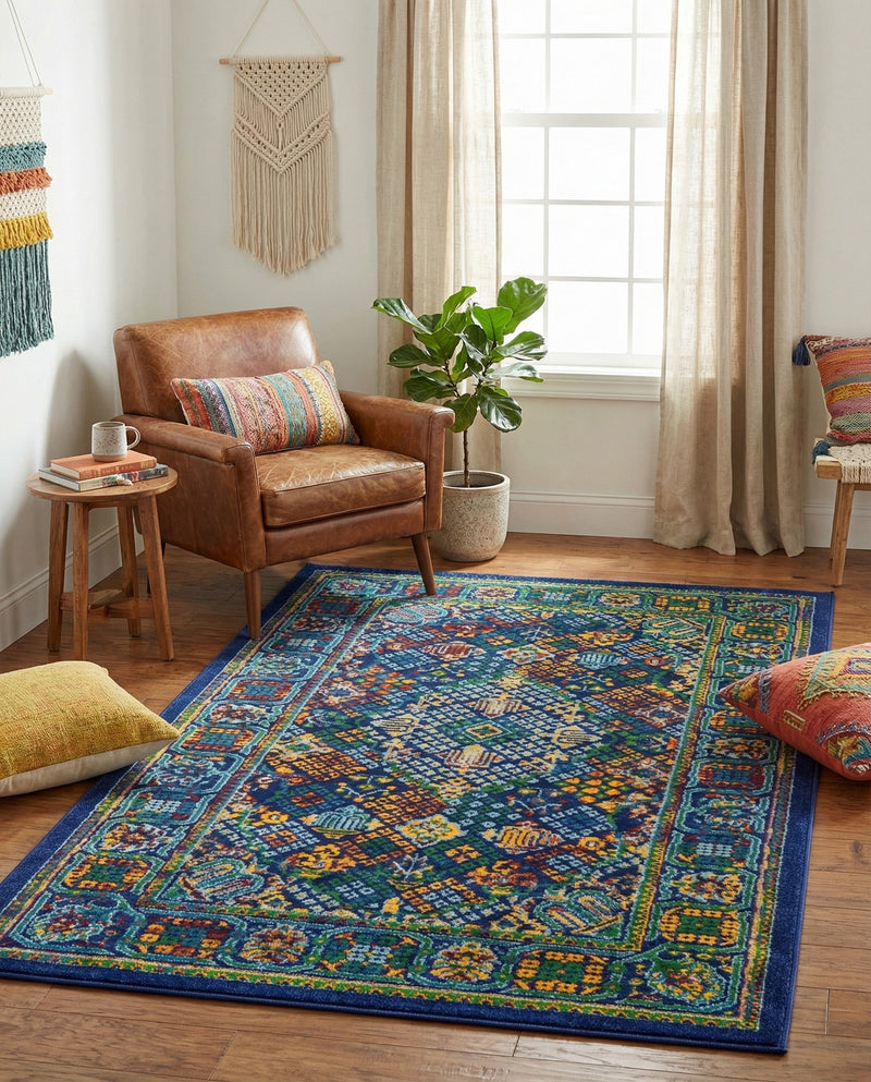 Caribbean Cove Collection Area Rug -  Mustique Rectangle Navy Blue  lifestyle 47
